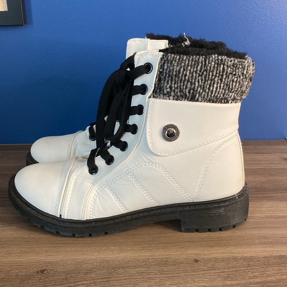 Xiuxian Xilie Womens Winter Faux Fur Lined Hiking Combat Biker Boots - Picture 4 of 9